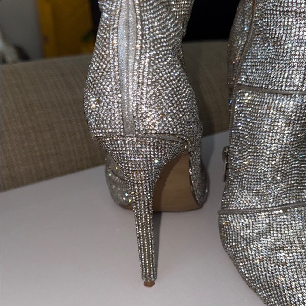 Silver Steve Madden Rhinestone Boots - Picture 3 of 8